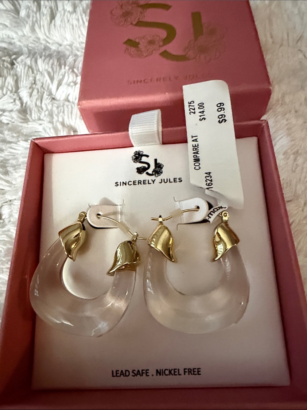 Sincerely Jules Clear Hoop Earrings with Gold Accents